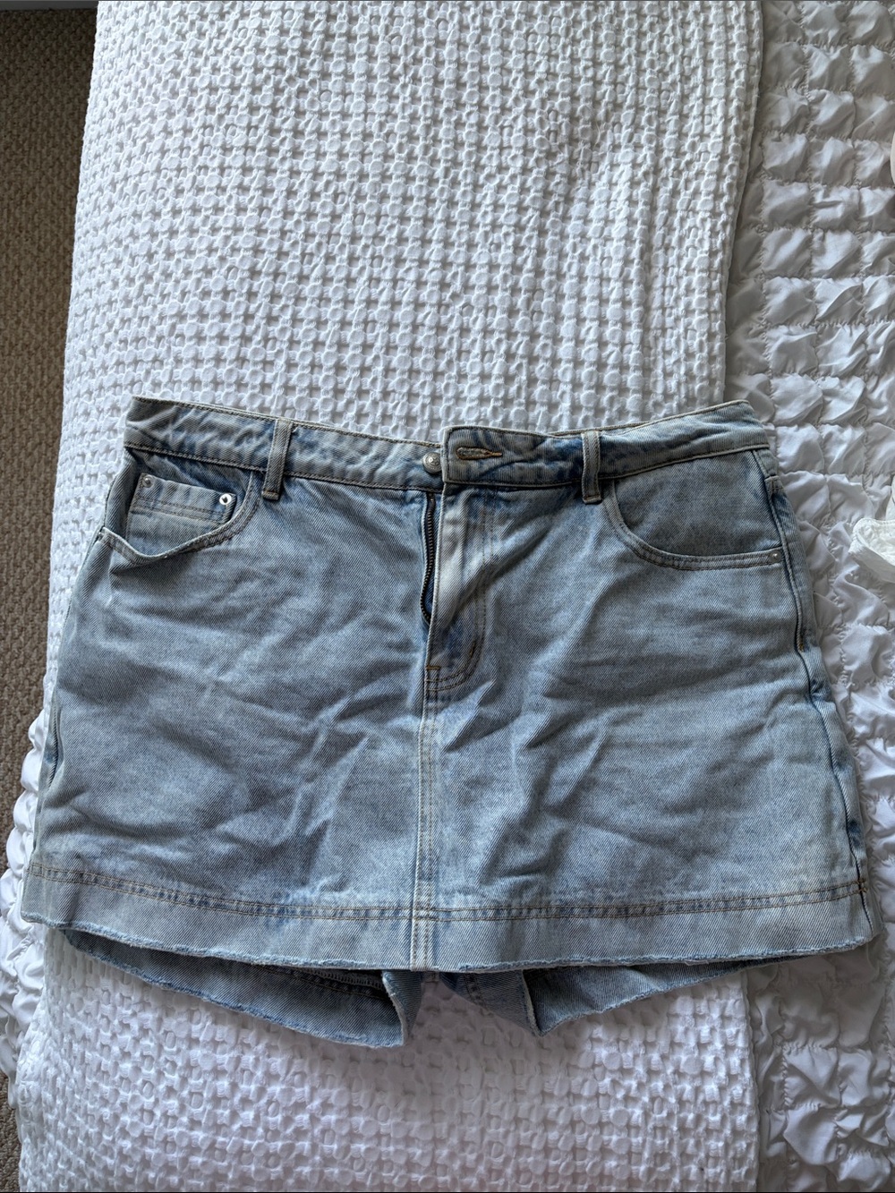 Princess Polly Light Wash Denim Skort
